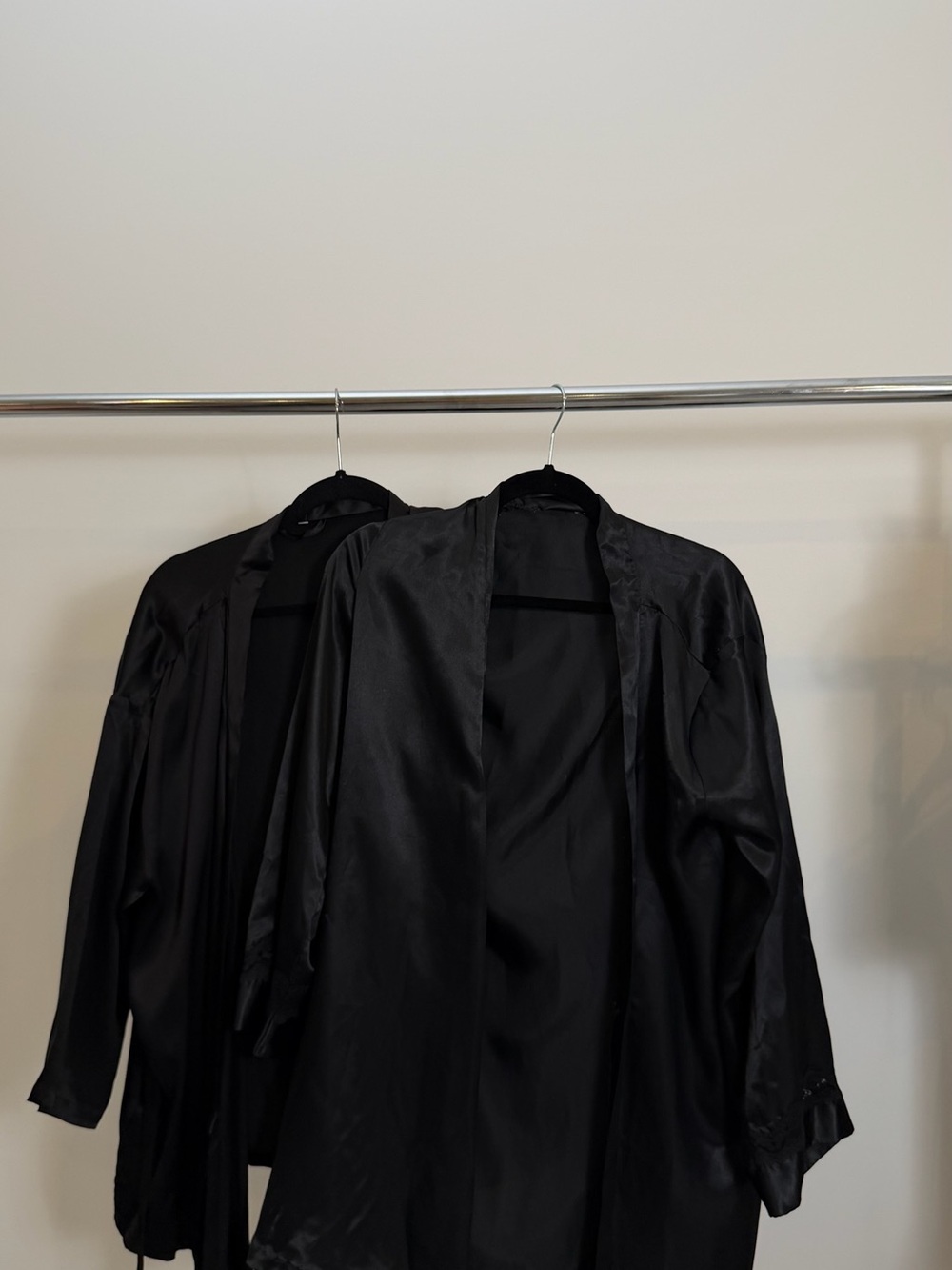 Black Satin Open-Front Women's Jacket